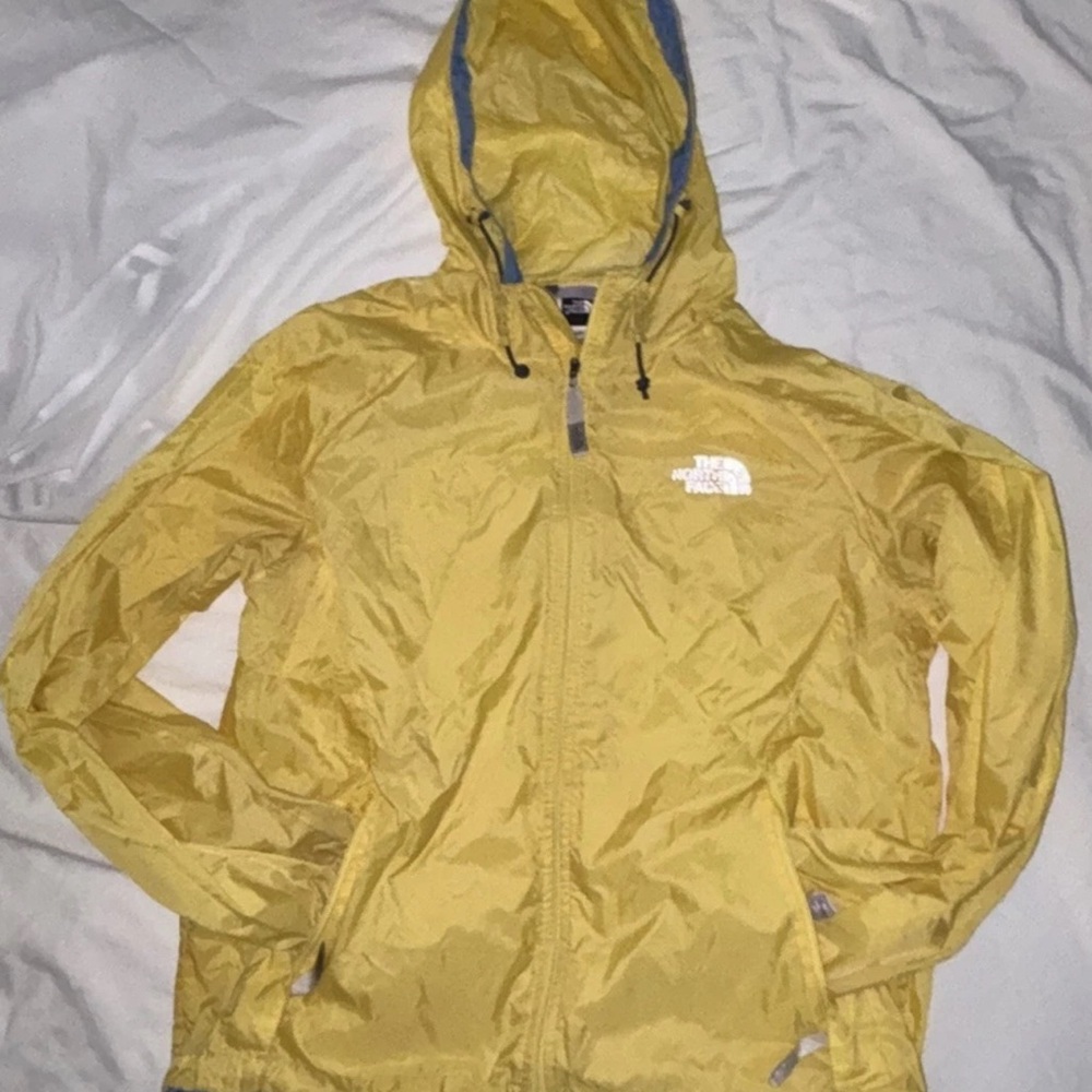 The North Face Yellow Hooded Windbreaker Jacket
